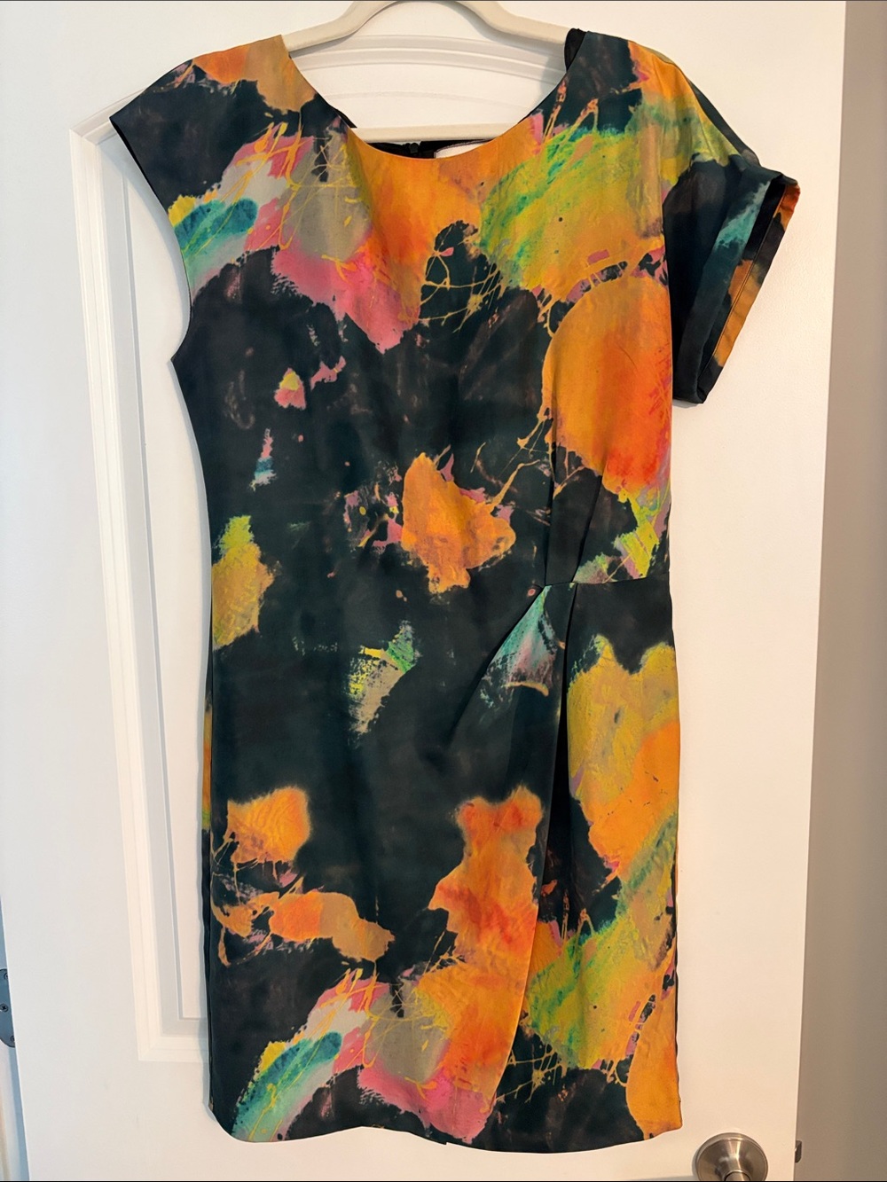 Women’s Mint Black Silk Mini Dress with Abstract Print size 8